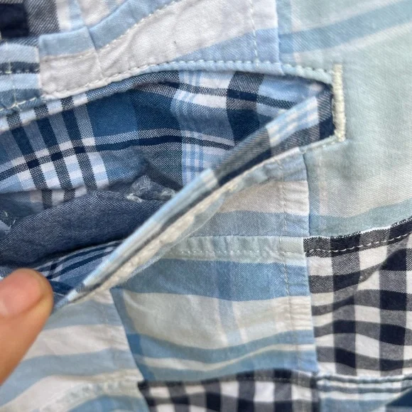 L.L. Bean Favorite Fit Patchwork Checkered Madras Cotton Preppy Shorts - 14 - Picture 9 of 10